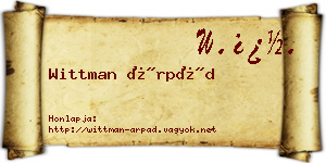 Wittman Árpád névjegykártya